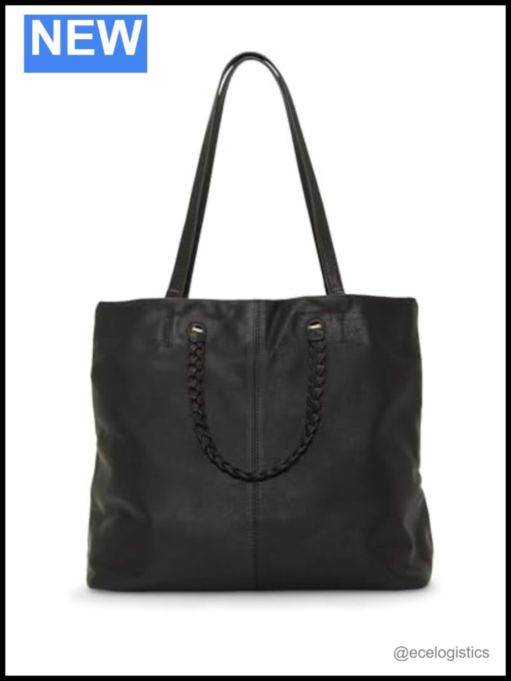Leather Tote Handbag with Magnet Closure, Shoulder Bag